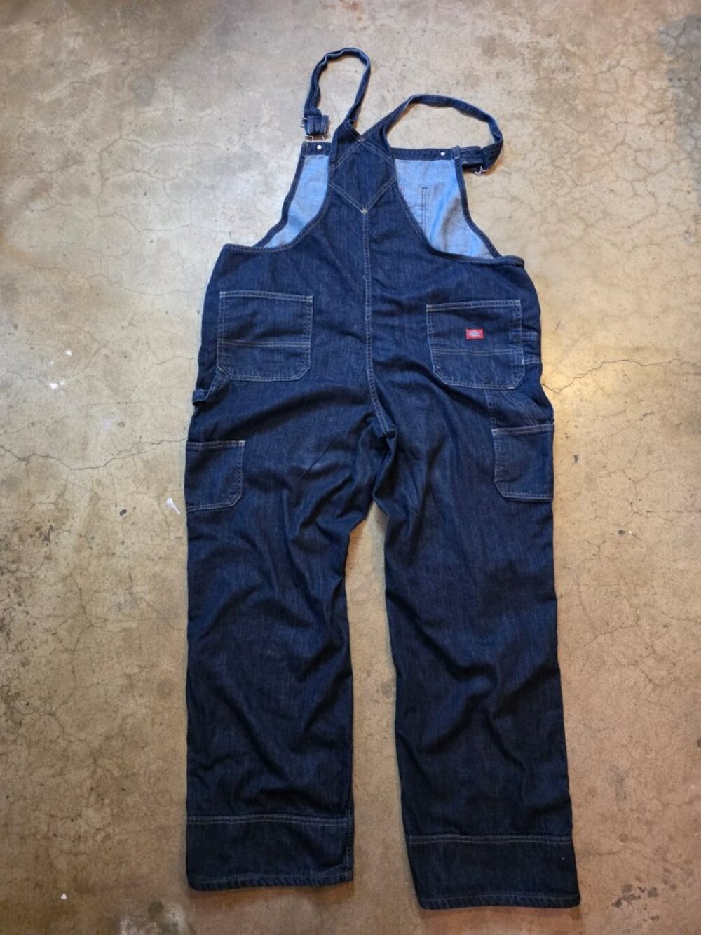 Dickies Denim Bib Overalls Blue Carpenter Work Size 8W L30 Cotton Durable - Picture 2 of 15